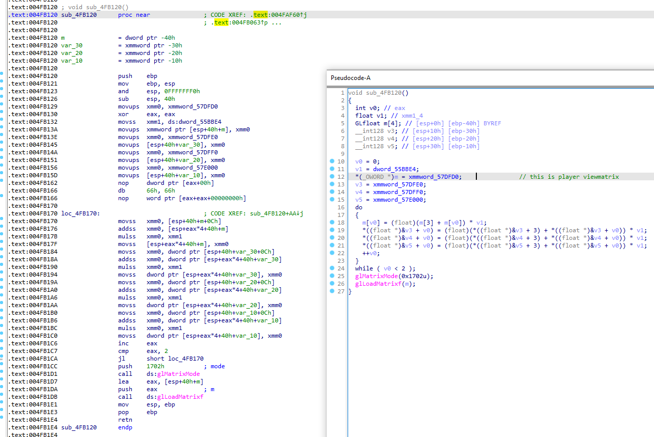 AssaultCube Function loadmatrixf
