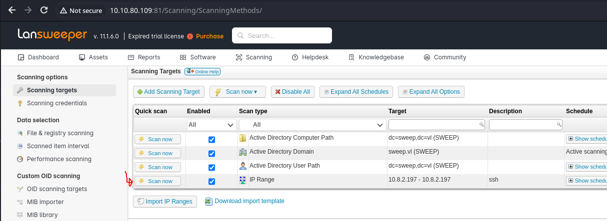 Sweep VulnLab screenshot 4